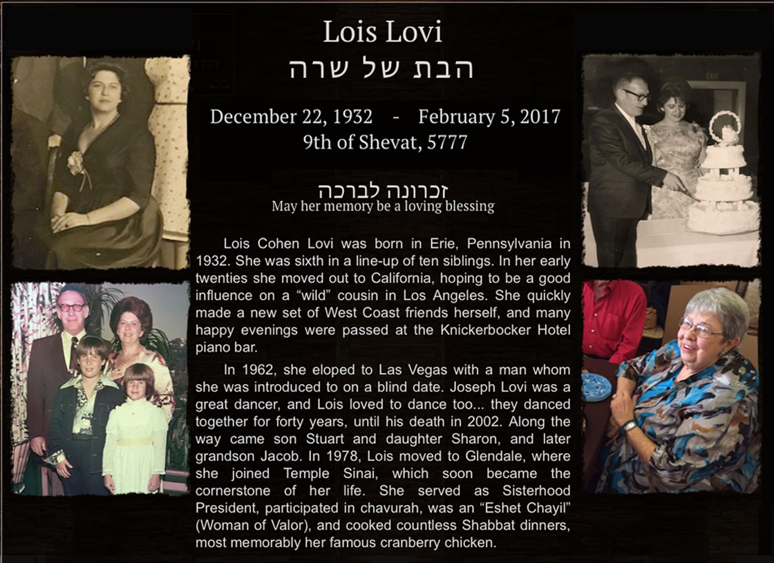 Lois Lovi - Yahrzeit Memorial Biography