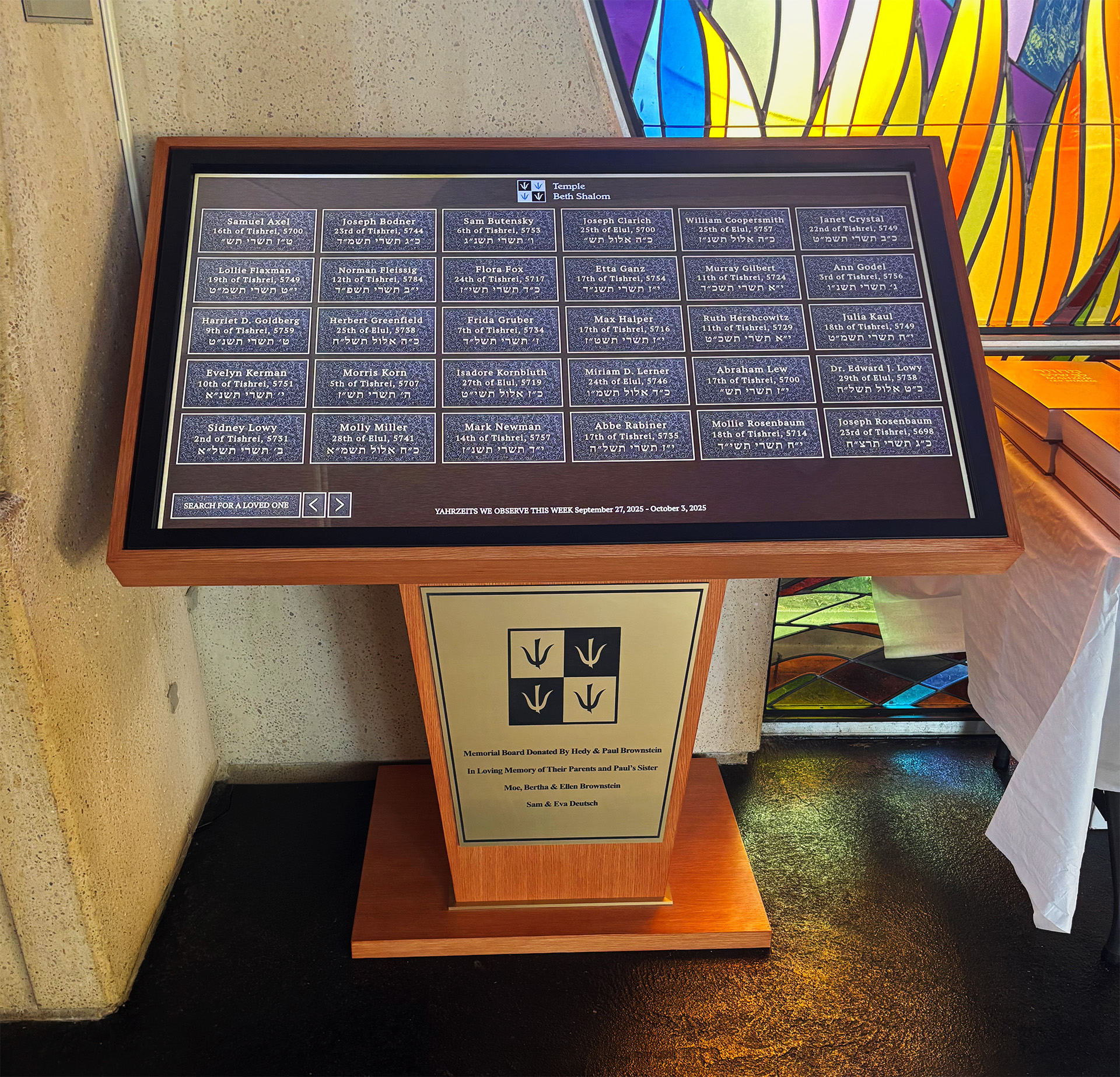 Temple Beth Shalom Installation